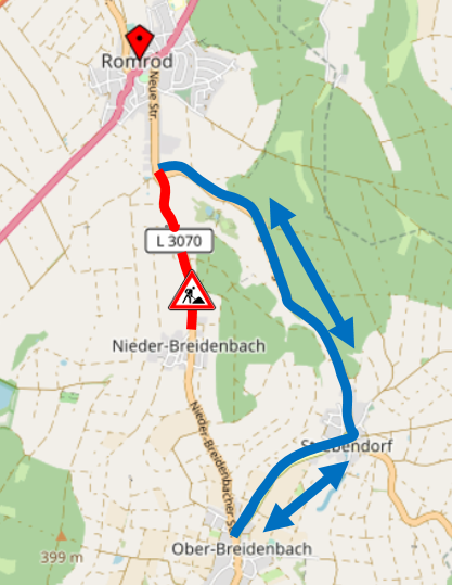 Vollsperrung: Straßenbau an der L 3070 zwischen Romrod und Nieder-Breidenbach September 2021 (Aktuelles)