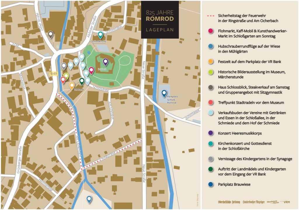 825 Jahre Romrod Stadtplan mit allen Aktivitäten