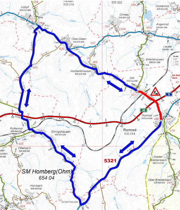 Umleitung L 3070 Romrod (November 2022)