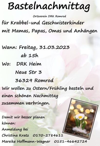 Bastelnachmittag DRK Romrod am 31. März 2023