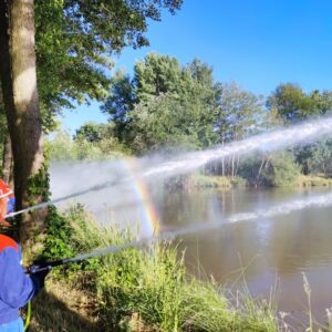 Feuerwehr Romrod trainierte Ablöschen eines Wald- und Wiesenbrandes (Juli 2023)